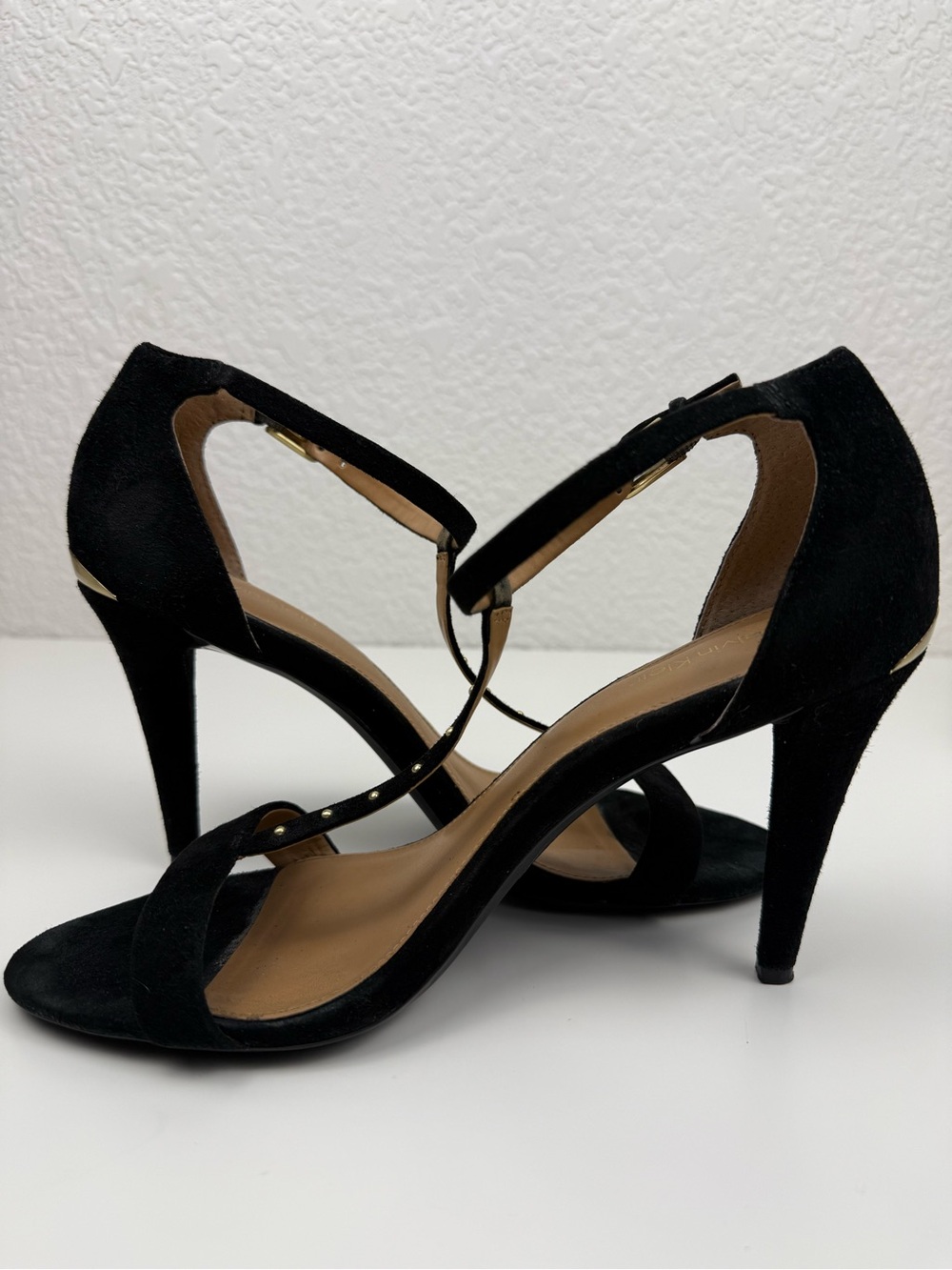 Calvin Klein | Nashra T-Strap Suede Heels | Black | 8.5 - Picture 12 of 14